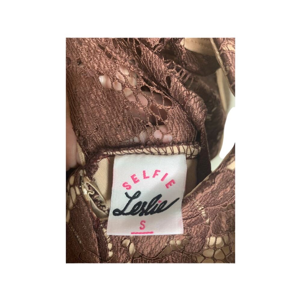 Selfie Leslie Brown Lace Romper Women’s Small Elegant Sexy Dressy One Piece - Picture 2 of 4